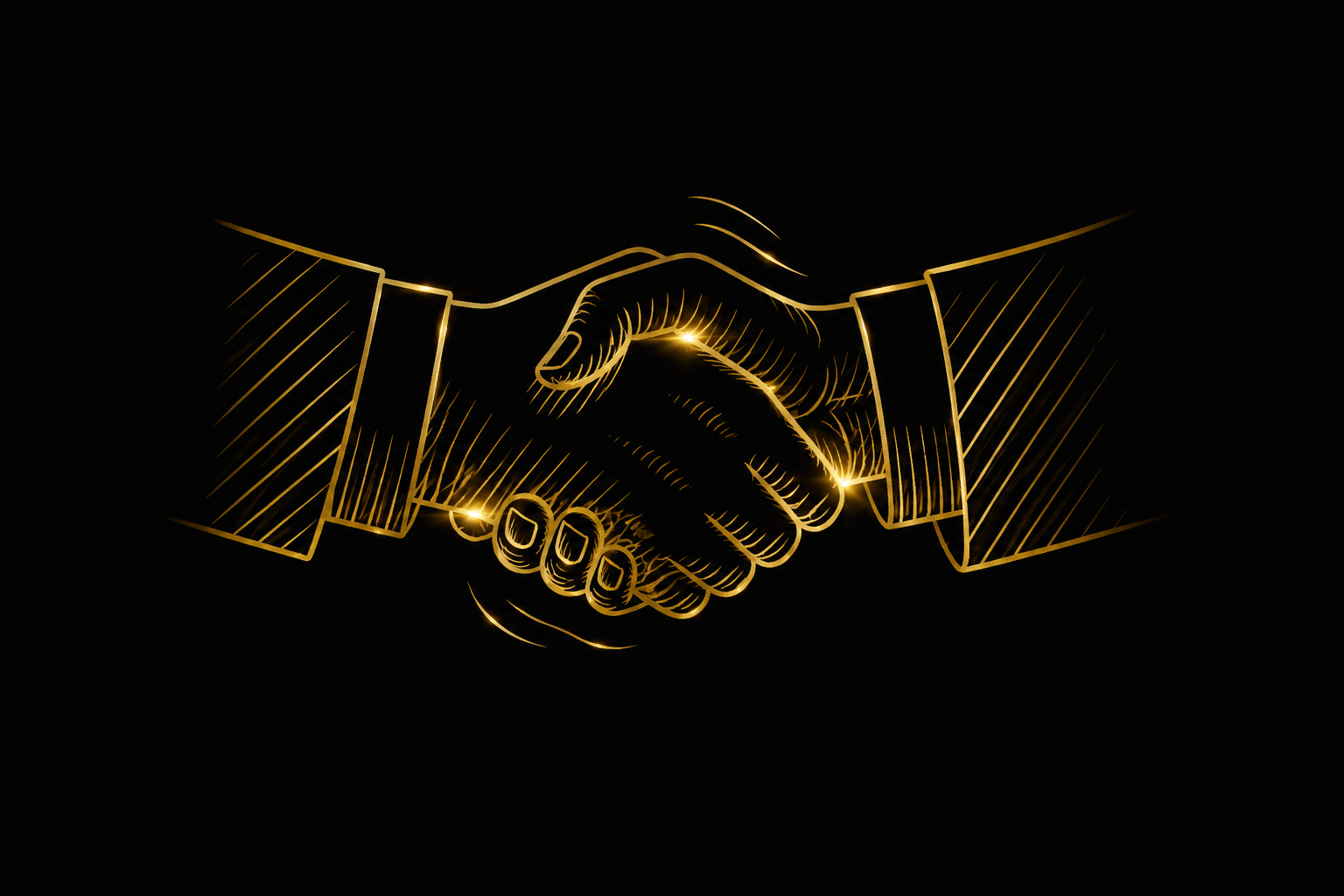 Gold handshake illustration symbolizing partnership with C and D Law Firm