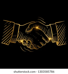 Gold handshake illustration symbolizing partnership with C and D Law Firm